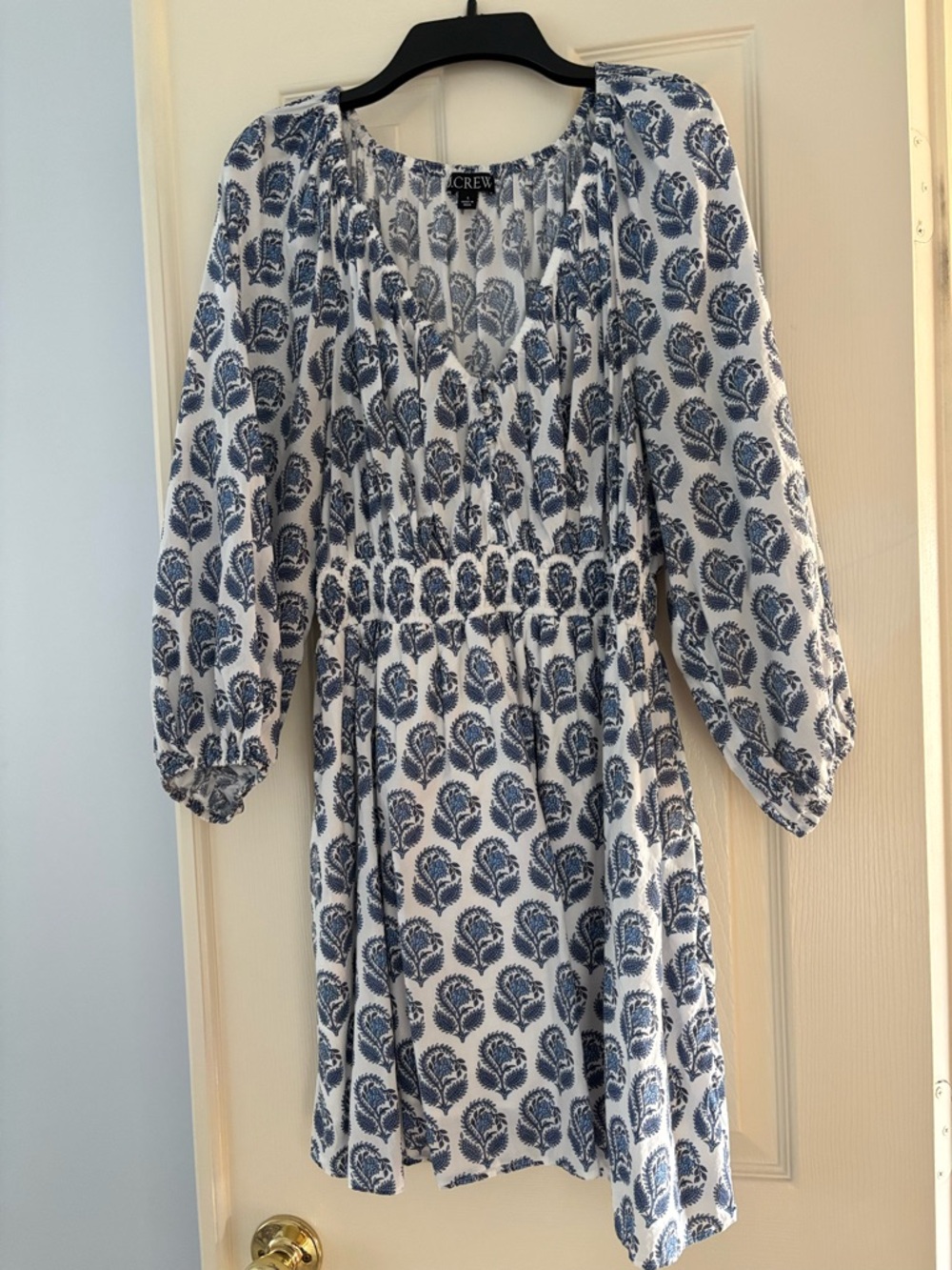 J. Crew Blue and White Paisley Print Dress